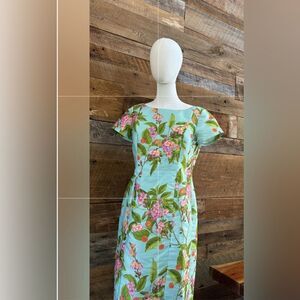 Talbots Floral Dress short sleeve, lightweight poly sheen  sz 4